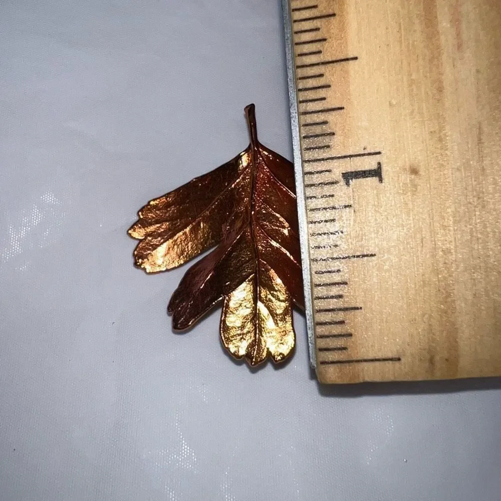 Vintage Copper Overlay Leaf Brooch
